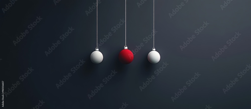 Grauer Hintergrund mit a simplistic white and red Christmas decoration Grauer Hintergrund mit a simplistic white and red Christmas decoration