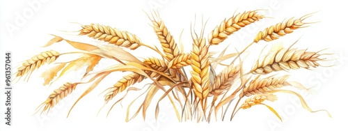 Golden Wheat: A Watercolor Exploration of Nature's Bounty and Agricultural Beauty