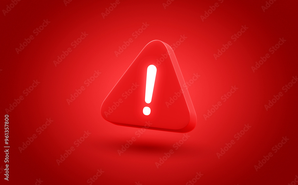 Warning sign icon 3d alert danger hazard caution safety attention ...