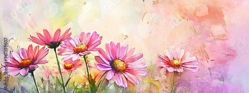 Vibrant Watercolor Blooms: A Dreamy Floral Landscape