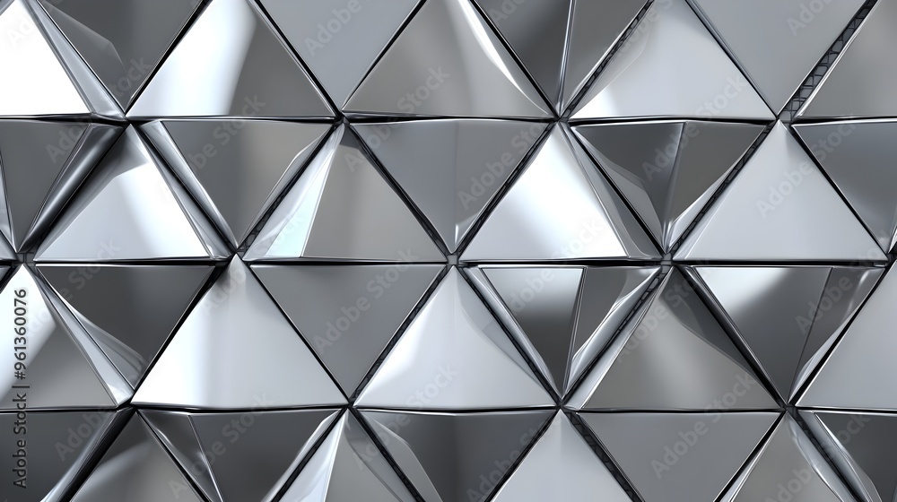 Refined Metallic Triangular Mosaic with Sleek Faceted Surfaces and Dynamic Geometric Composition Refined Metallic Triangular Mosaic with Sleek Faceted Surfaces and Dynamic Geometric Composition