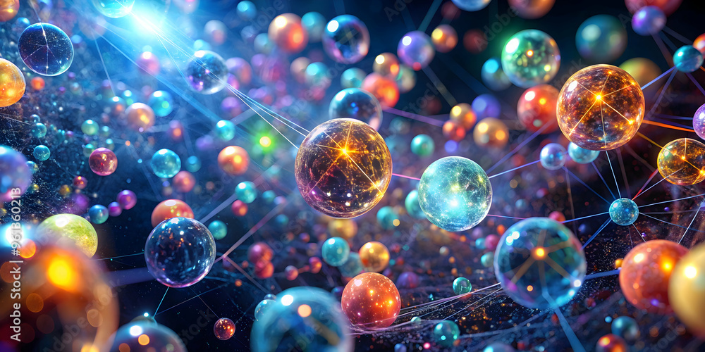 Cosmic Dance of Energy: A mesmerizing 3D render bursts with vibrant, interconnected energy spheres, depicting a captivating cosmic ballet of light and color. Cosmic Dance of Energy: A mesmerizing 3D render bursts with vibrant, interconnected energy spheres, depicting a captivating cosmic ballet of light and color.