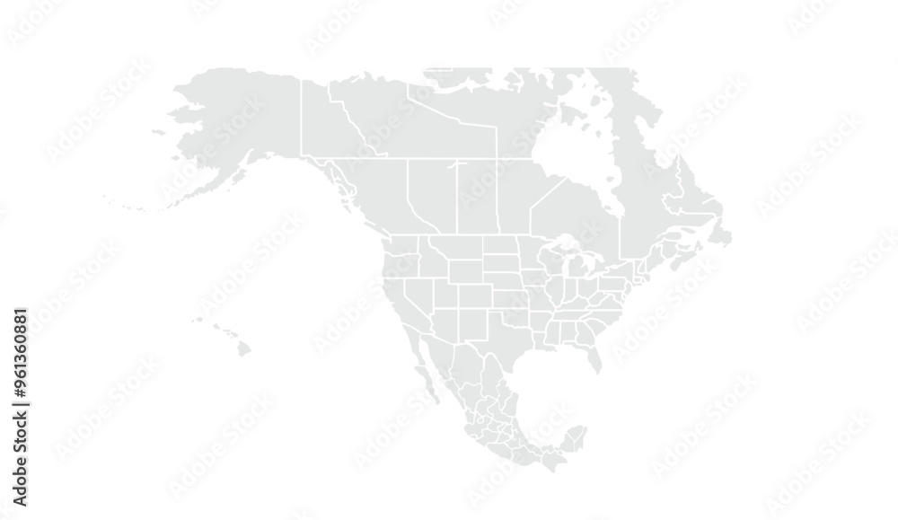 North America map isolated on white background. North America map isolated on white background.