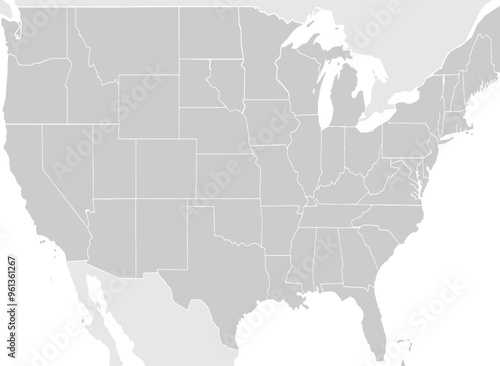 USA map isolated on white background. for website layouts, background, education, precise, customizable, Travel worldwide, map silhouette backdrop, earth geography, political, reports.