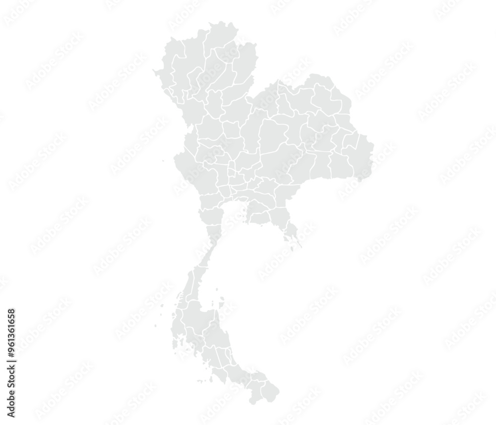 Obraz premium Map of Thailand.Grayscale vector illustration.