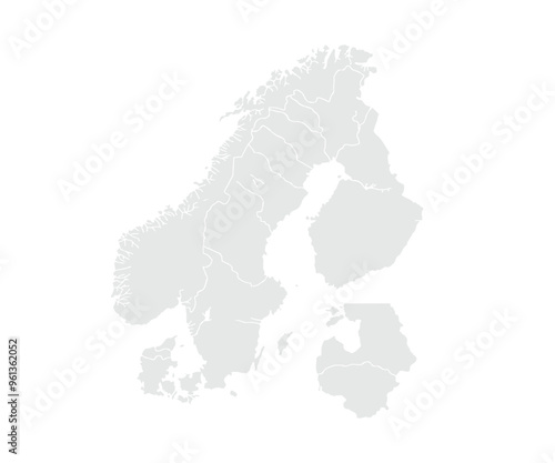Scandinavia map on white background. World map template with continents, Europe.