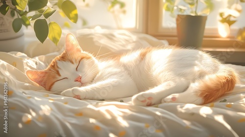 Cozy Cat Napping in the Sun photo