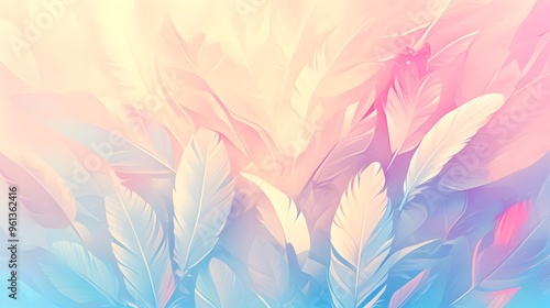 Colorful Rainbow Pastel Feathers Background Wallpaper