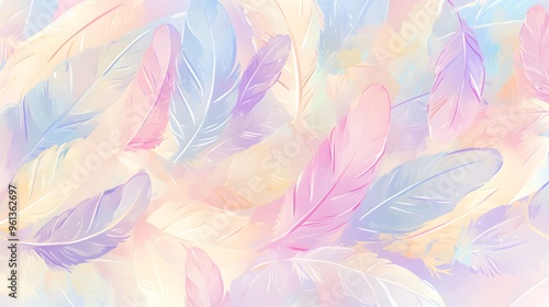 Colorful Rainbow Pastel Feathers Background Wallpaper