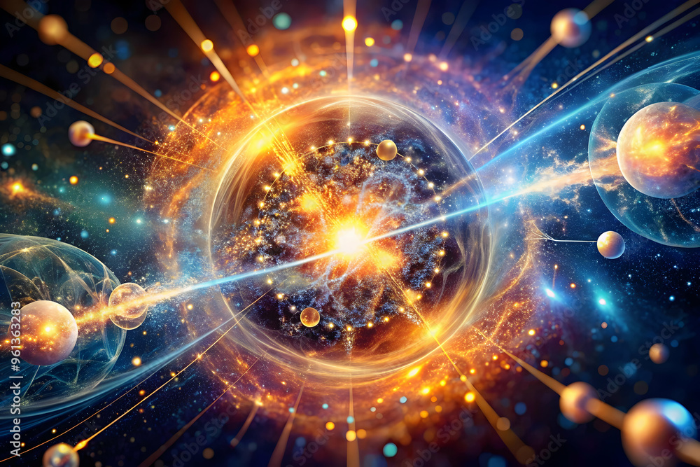Cosmic Dance: A mesmerizing abstract fractal artwork depicting a swirling galaxy of iridescent orbs and glowing energy, symbolizing the interconnectedness of the universe and the infinite possibilitie Cosmic Dance: A mesmerizing abstract fractal artwork depicting a swirling galaxy of iridescent orbs and glowing energy, symbolizing the interconnectedness of the universe and the infinite possibilitie