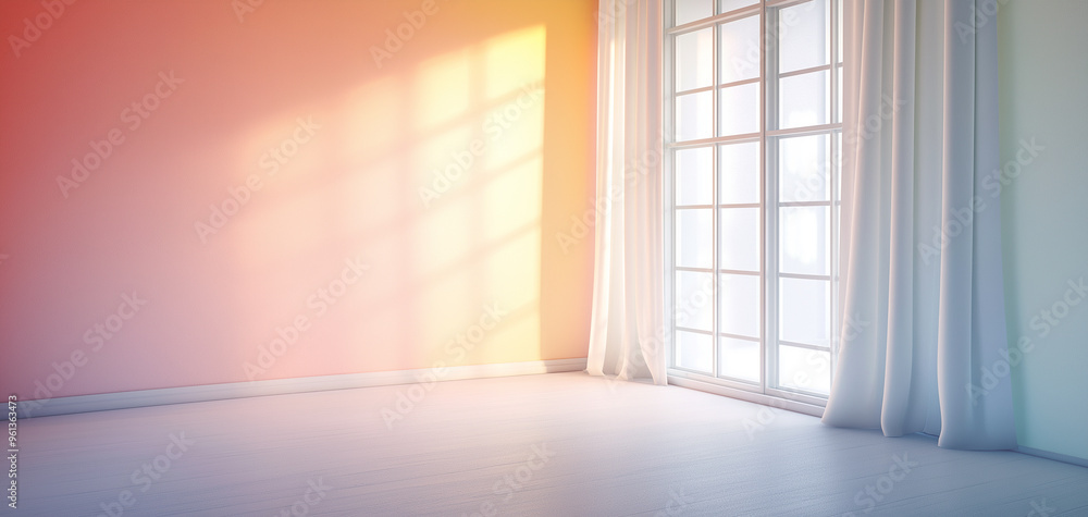 Empty bright room with fabrics and curtains in pastel colors. Empty bright room with fabrics and curtains in pastel colors.