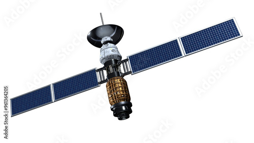 artificial satellite concept 3D rendering png on transparent background