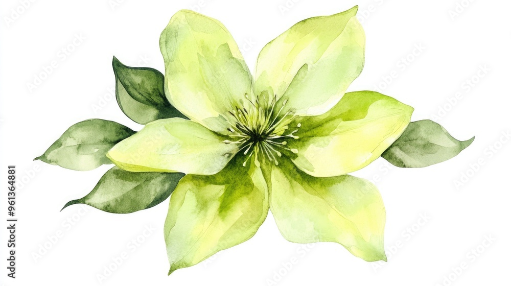 Obraz premium Delicate Yellow Flower in Watercolor: A Botanical Masterpiece Capturing Nature's Elegance