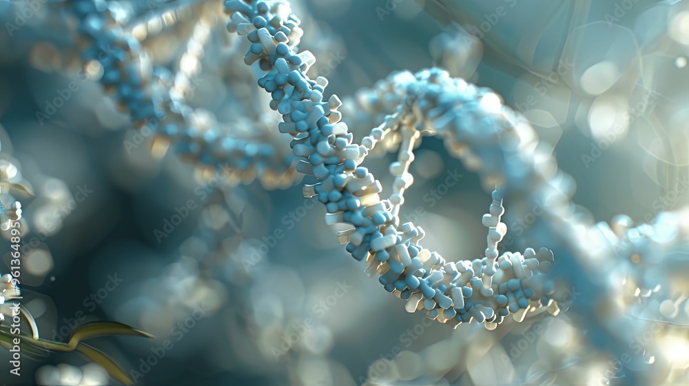 Close-up of a DNA double helix with blurred background Close-up of a DNA double helix with blurred background