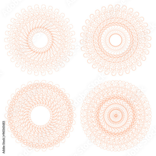 Set of vector guilloche rosettes