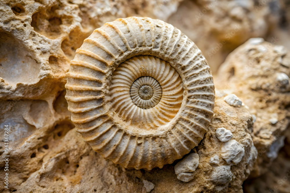 Ancient Spiral: A fossilized ammonite shell embedded in a rocky outcrop, showcasing intricate details and a captivating spiral pattern. Its weathered surface tells a story of time and evolution. Ancient Spiral: A fossilized ammonite shell embedded in a rocky outcrop, showcasing intricate details and a captivating spiral pattern. Its weathered surface tells a story of time and evolution.