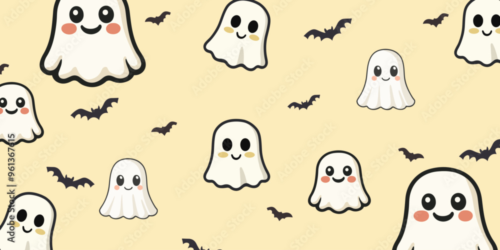 Cute Halloween pattern on a bright colored background. Cute Halloween pattern on a bright colored background.