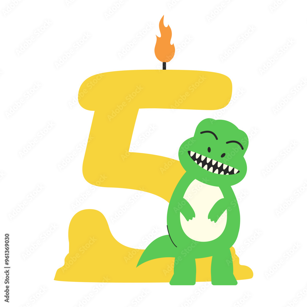 Obraz premium 5 Five Burning Candle with Dino