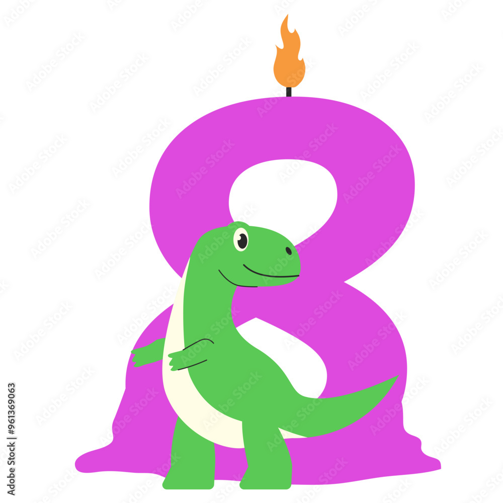 Obraz premium 8 Eight Burning Candle with Dino