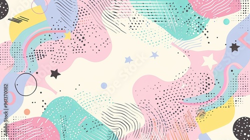 Abstract Colorful Geometric Shapes with Stars and Dots