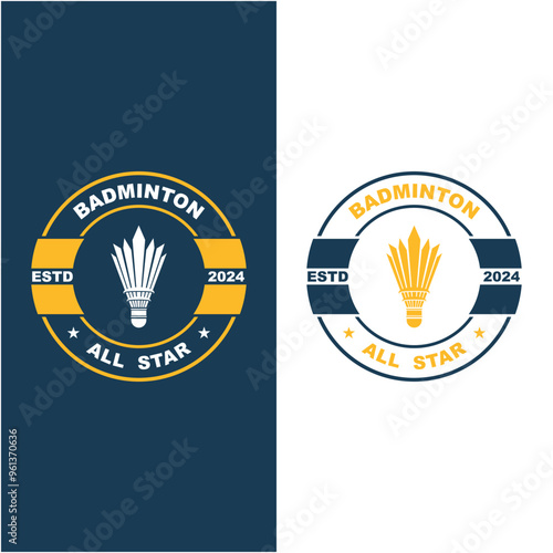 Badminton Logo, Sport Game Vector With Shuttlecock Racket, Sport Branch Design, Template Icon