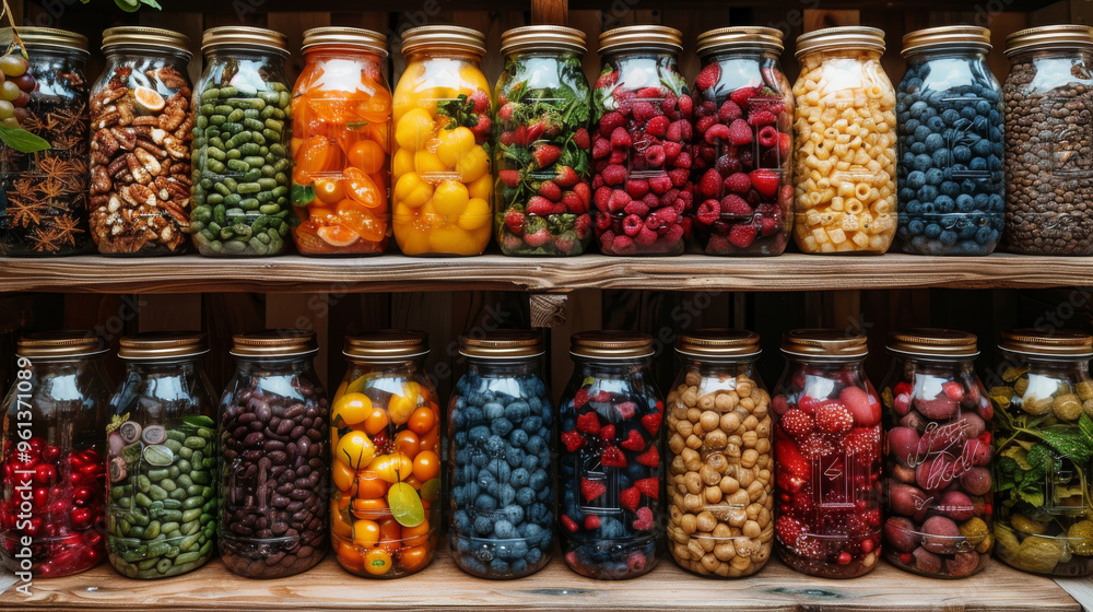 custom made wallpaper toronto digitalColorful Jars of Preserved Fruits, Nuts, and Vegetables: A Pantry Filled with Nature’s Bounty
