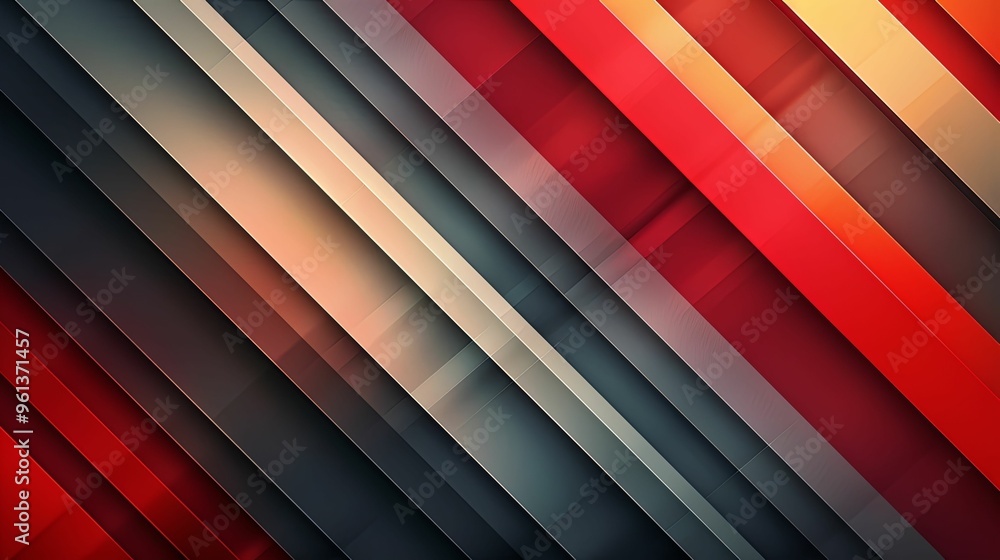 Fototapeta premium Abstract Geometric Pattern with Red, Orange, and Gray Stripes