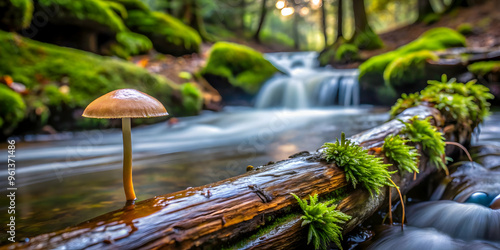 Wallpaper Mural Forest Serenity: Tranquil Streamside Mushroom Torontodigital.ca