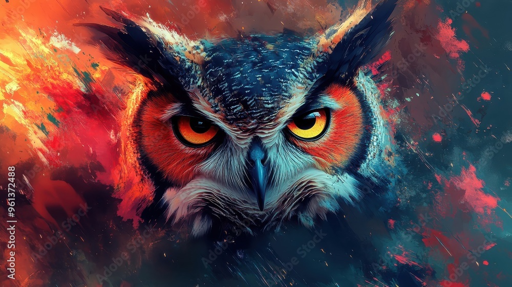 Digital art style, an owl illustrated with clean lines and vivid colors, presenting a sleek and modern look with bright contrasts and dynamic details. Digital art style, an owl illustrated with clean lines and vivid colors, presenting a sleek and modern look with bright contrasts and dynamic details.