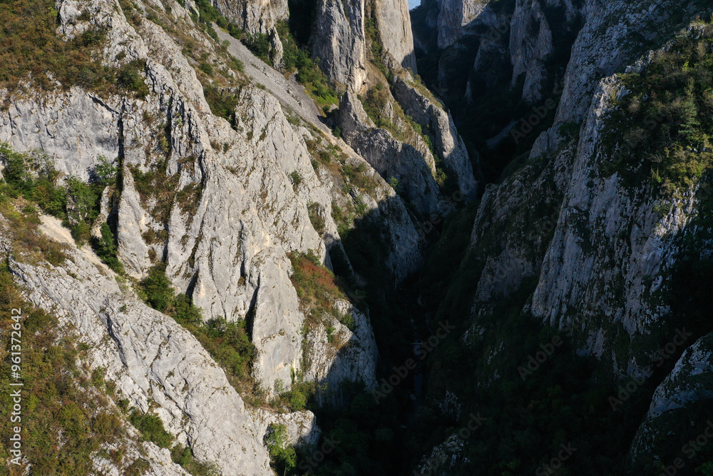 Aerial view of a deep limestone gorge, canyon Aerial view of a deep limestone gorge, canyon