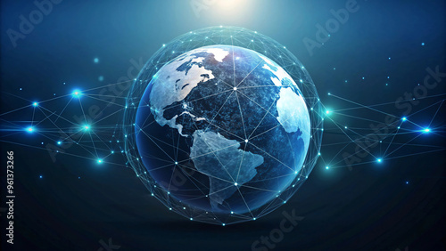 Globe Illustration on Blue Background for Business Concept