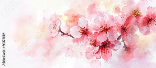 Delicate Watercolor Cherry Blossoms: A Celebration of Spring's Natural Beauty