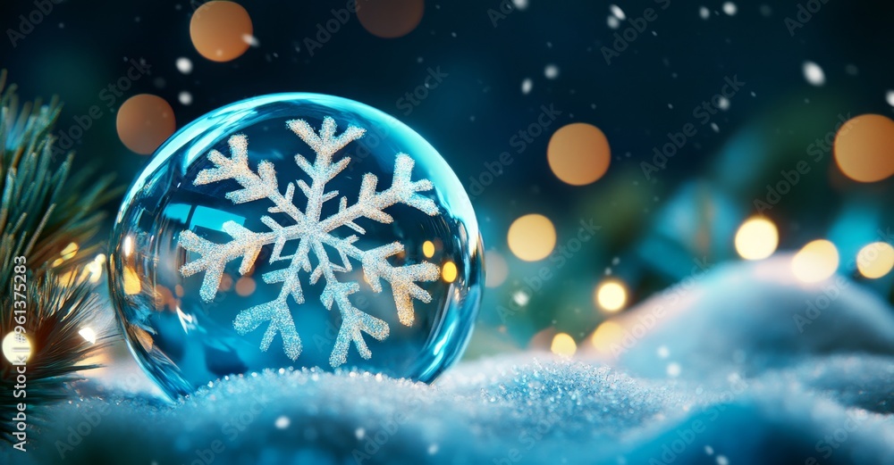 Snow globe image of winter scenery at Christmas Snow globe image of winter scenery at Christmas