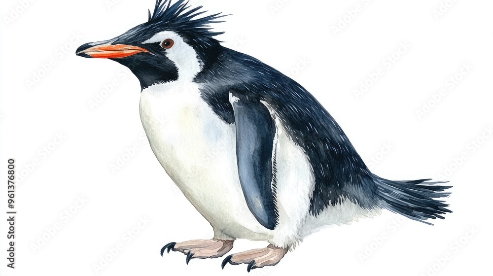 Charming Watercolor Illustration of a Penguin, Capturing the Spirit of Marine Wildlife Charming Watercolor Illustration of a Penguin, Capturing the Spirit of Marine Wildlife