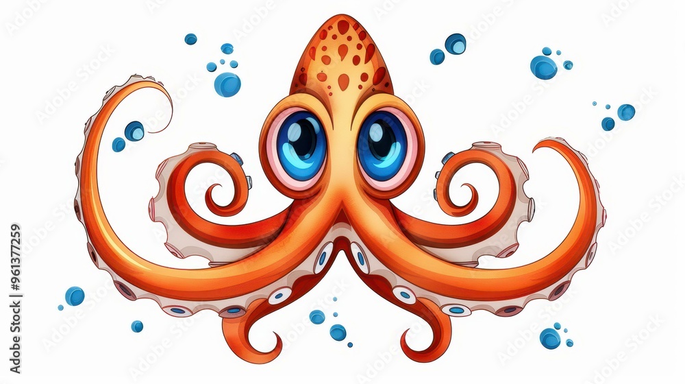 Vivid watercolor illustration of fresh squid, showcasing its intricate details and natural beauty in seafood art.