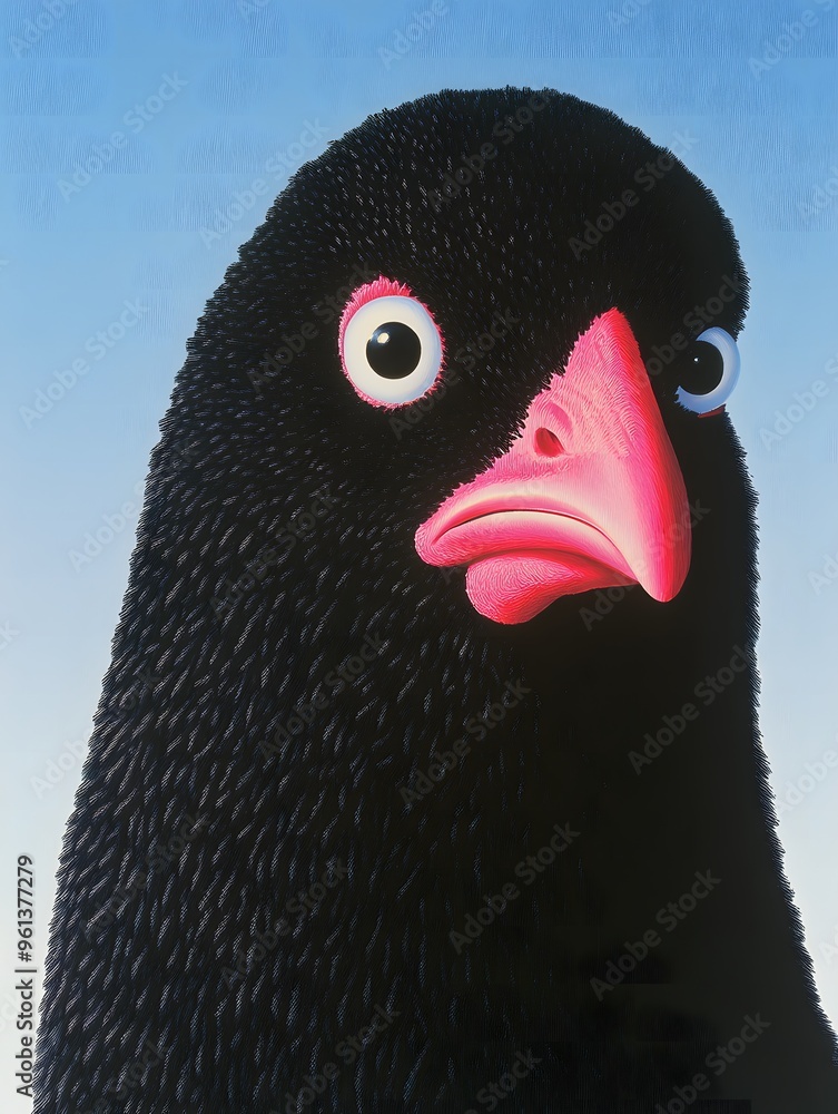 Naklejka premium Bright pink chicken with red comb