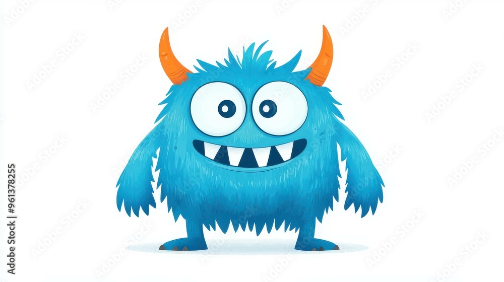 Naklejka premium Adorable monster floats playfully in a whimsical drawing, adding fun to any creative project with its cartoonish charm.