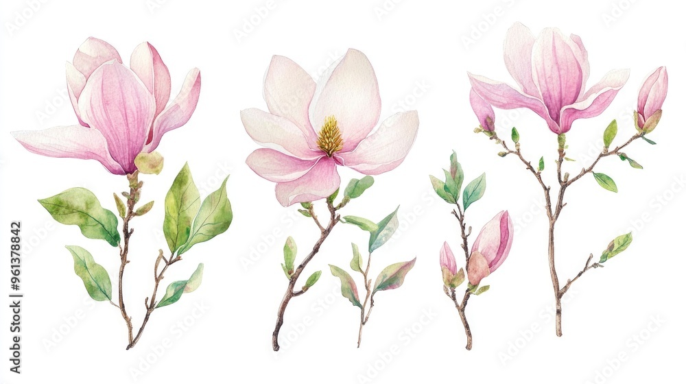 Stunning Watercolor Magnolia Illustrations Celebrating Nature's Beauty and Elegance Stunning Watercolor Magnolia Illustrations Celebrating Nature's Beauty and Elegance