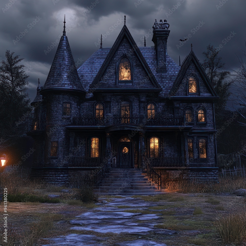 Obraz premium Haunted Halloween mansion exterior