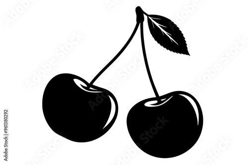 Cherry fruit icon, Cherry silhouette vector