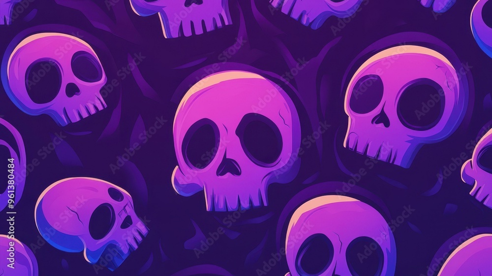 Get ready for Halloween with a haunting background of eerie skulls glowing in the dark, perfect for your spooky designs Get ready for Halloween with a haunting background of eerie skulls glowing in the dark, perfect for your spooky designs