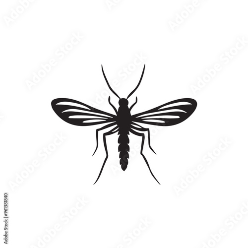 Mosquito in cartoon, doodle style . Image for t-shirt, web, mobile apps and ui. Isolated 2d vector illustration in logo, icon, sketch style, Eps 10, black and white. AI Generative