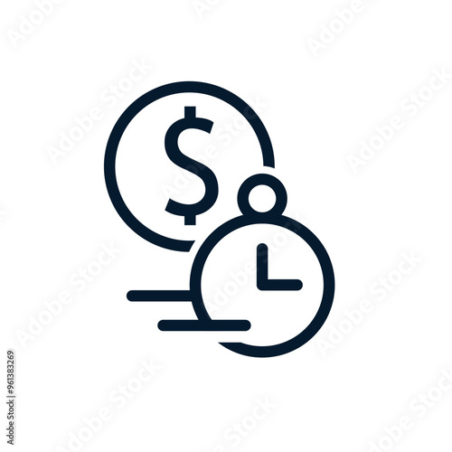 Fast cash loan, banking service, instant money transfer, payment fee. Vector linear icon isolated on white background.