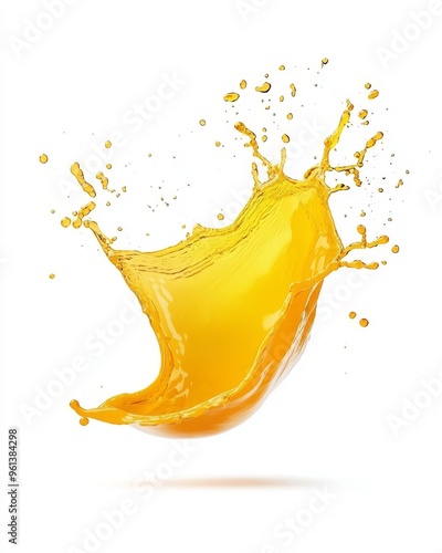 Clipping path of orange juice splash on white background. 3D render of orange juice splash on white background.