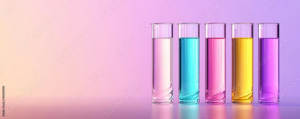 Biotechnology lab featuring multi-colored glowing liquids in test tubes, representing advanced gene therapy research Biotechnology lab featuring multi-colored glowing liquids in test tubes, representing advanced gene therapy research