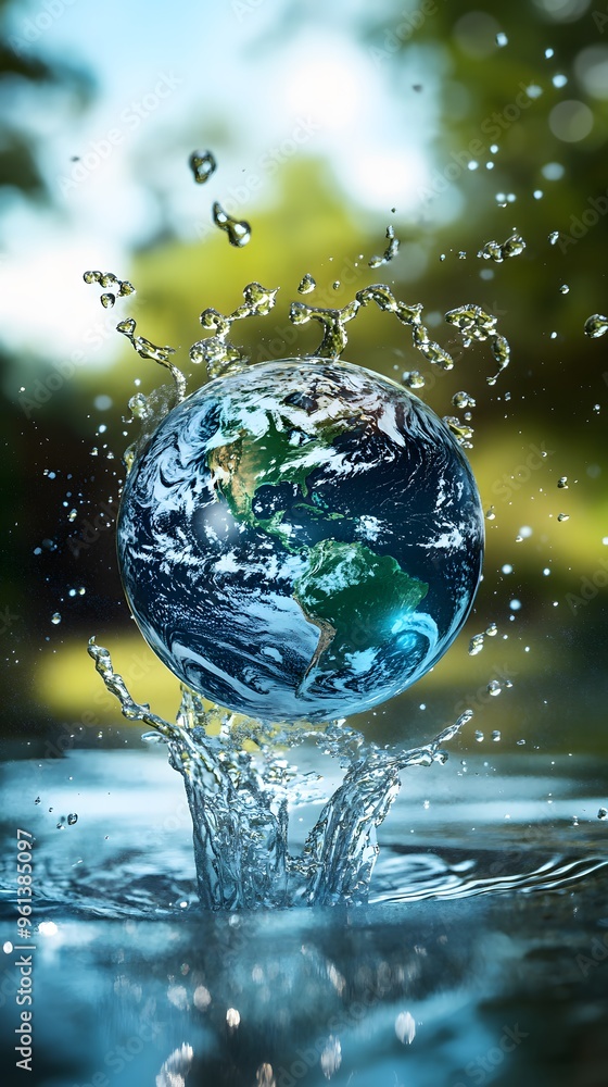 Earth and Water Splash with Blue Sky Earth and Water Splash with Blue Sky