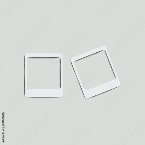 Minimalist realistic white paper cut photo frame