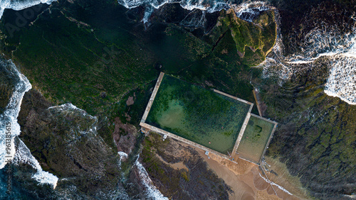 A breathtaking aerial view of Mona Vale Beach in the Northern Beaches of NSW, Sydney, Australia, captured in stunning 4K resolution. 