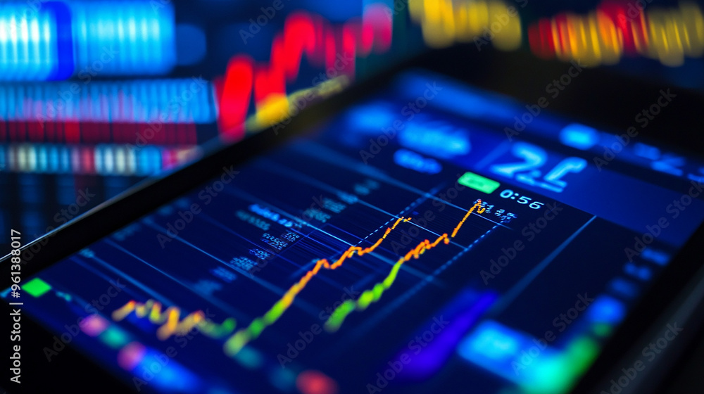 This image of a smartphone displaying stock market data is popular for mobile trading app promotions. This image of a smartphone displaying stock market data is popular for mobile trading app promotions.