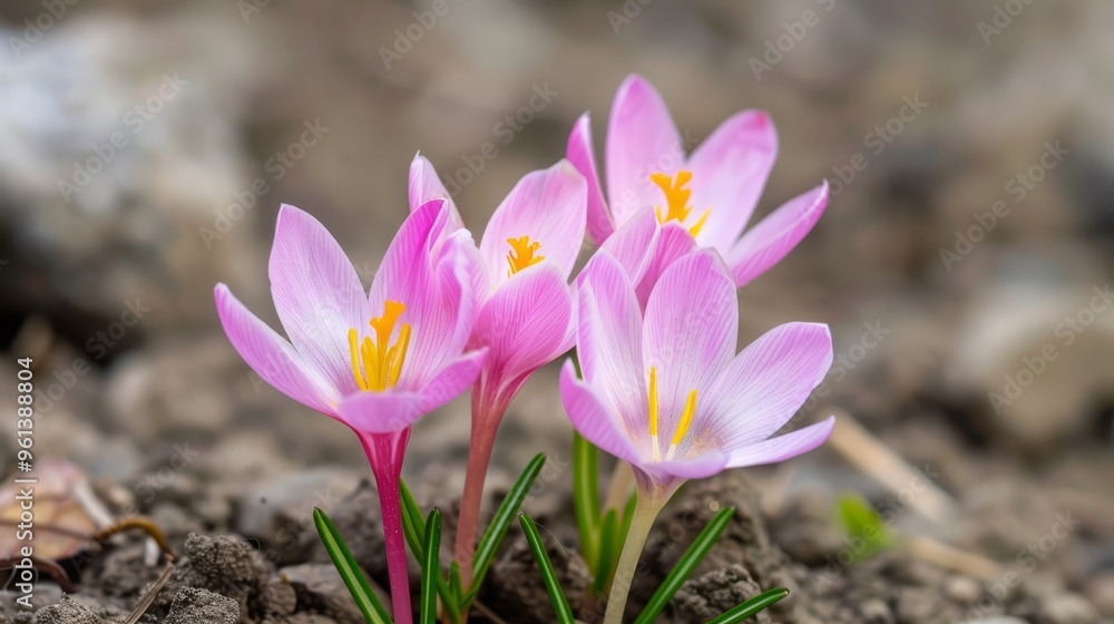 A group of pink flowers sits atop the first pile of dirt, next to another pile of dirt A group of pink flowers sits atop the first pile of dirt, next to another pile of dirt